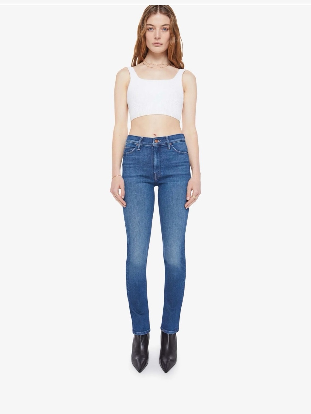 MOTHER Slim Mid-Rise Dazzler Ankle Blue size 31